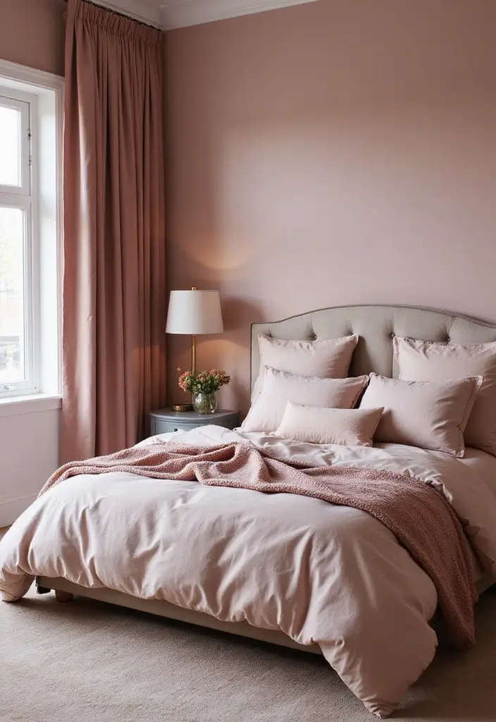 25 Room Painting Ideas Bedroom Aesthetic That Feel Calm & Trendy - 13. Dusty Rose