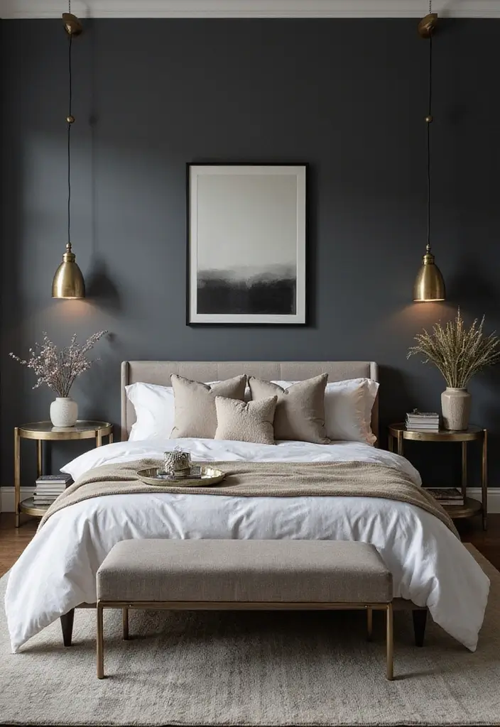 25 Room Painting Ideas Bedroom Aesthetic That Feel Calm & Trendy - 16. Subtle Charcoal