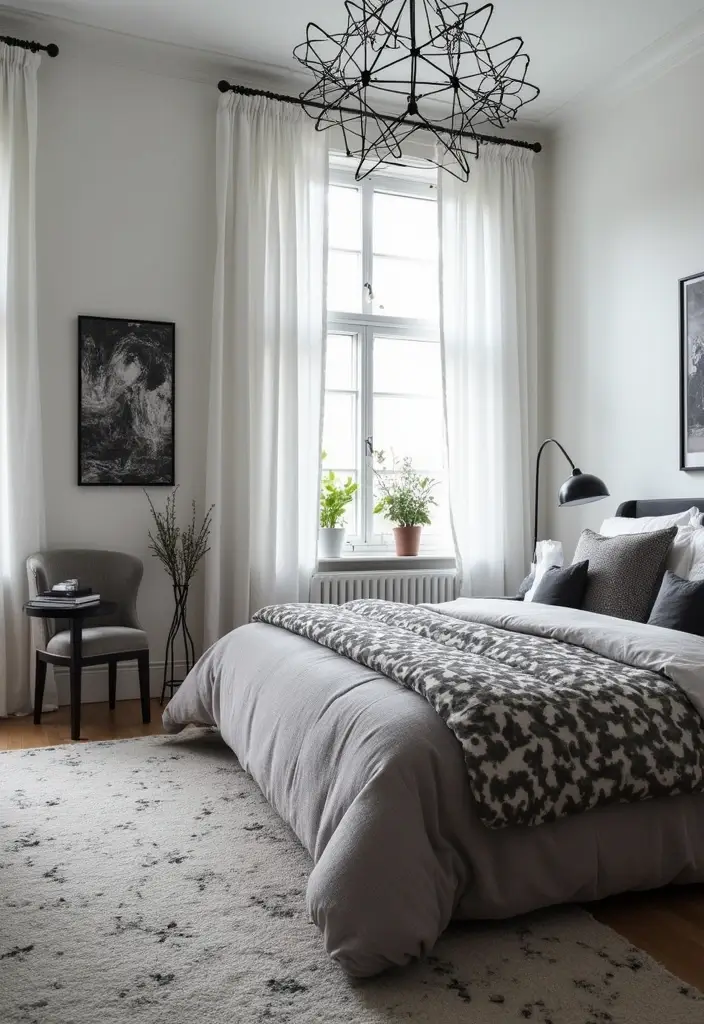 25 Room Painting Ideas Bedroom Aesthetic That Feel Calm & Trendy - 25. Crisp Black and White