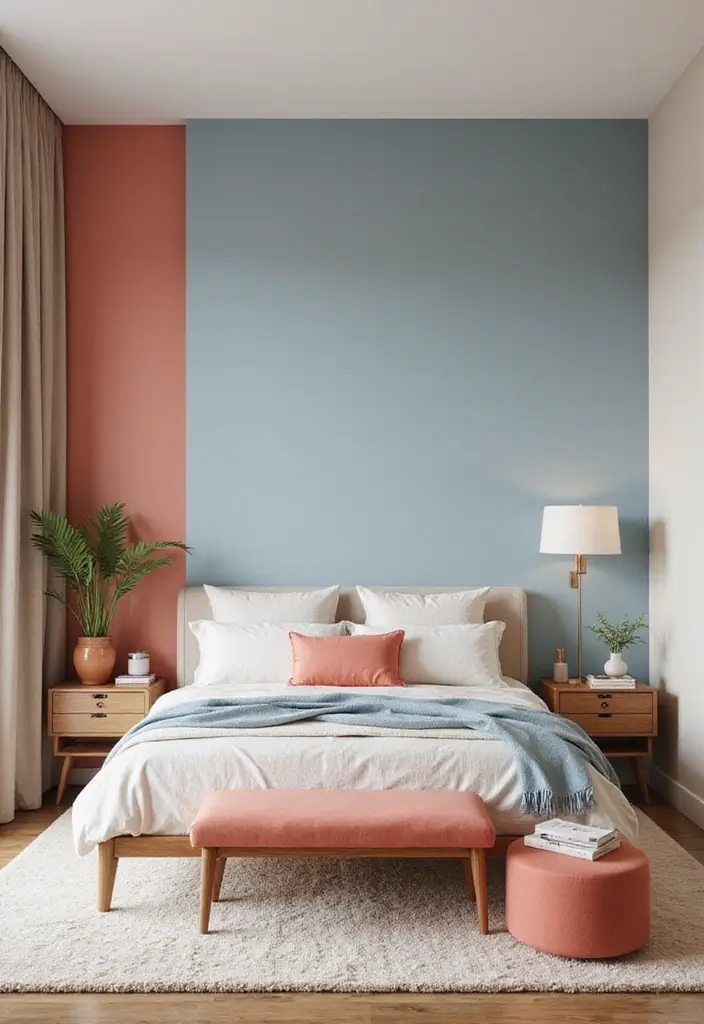 25 Room Painting Ideas Bedroom Aesthetic That Feel Calm & Trendy - 6. Soft Coral Accents