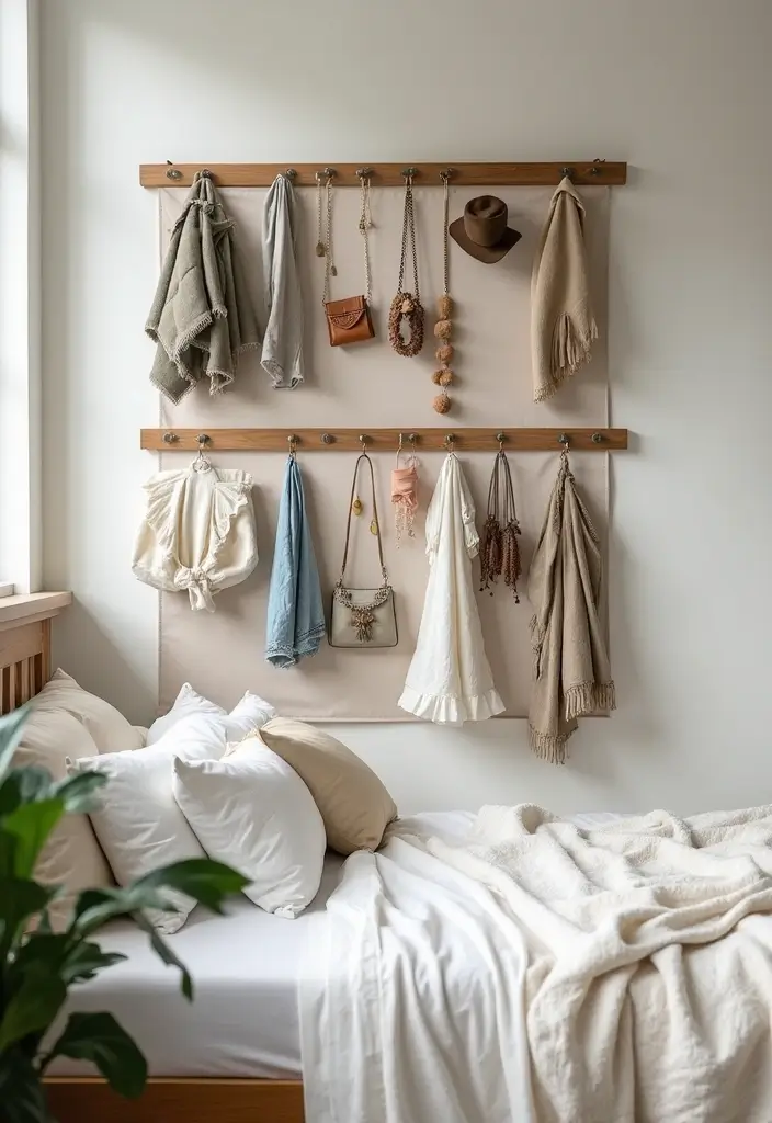 25 Small Bedroom Ideas with Wardrobe That Look Organized & Sleek - 14. Hanging Storage Solutions