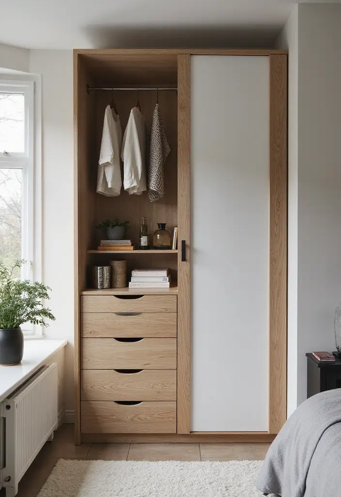 25 Small Bedroom Ideas with Wardrobe That Look Organized & Sleek - 17. Stylish Dresser Alternatives
