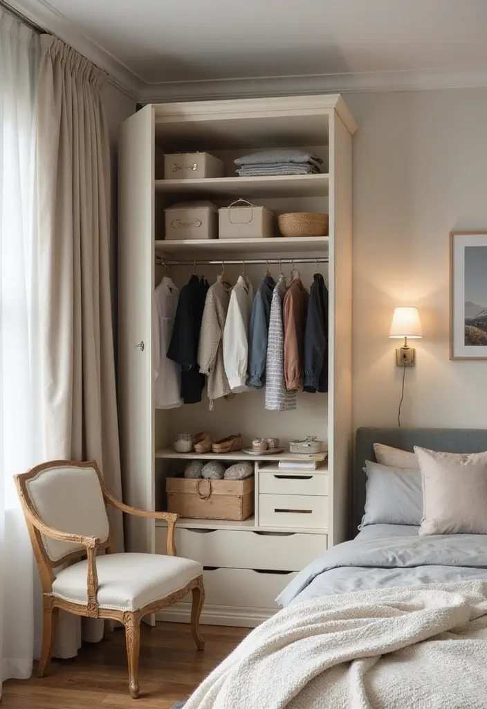 25 Small Bedroom Ideas with Wardrobe That Look Organized & Sleek - 4. Corner Wardrobe Ideas