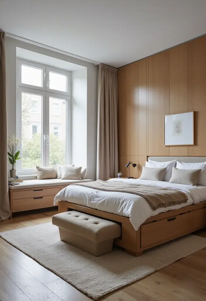 25 Small Bedroom Ideas with Wardrobe That Look Organized & Sleek - 5. Multi-Functional Furniture