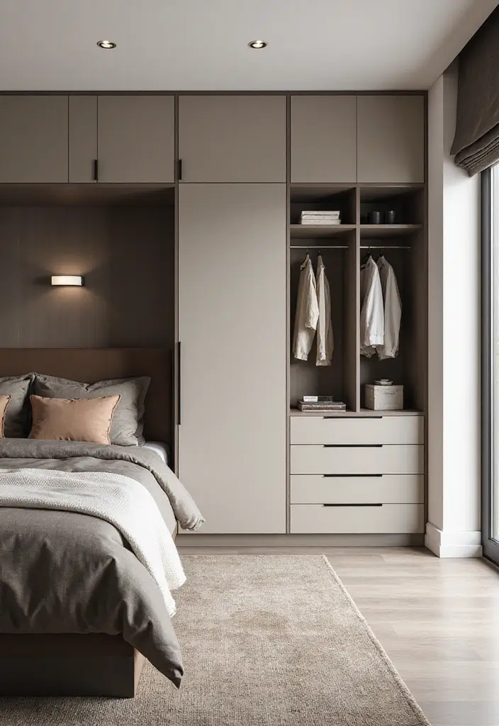 25 Small Bedroom Ideas with Wardrobe That Look Organized & Sleek - 8. Wall-Mounted Wardrobe Systems
