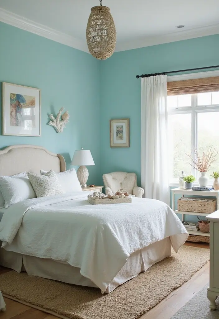 26 Aesthetic Room Color Ideas Bedroom That Make Your Space Feel Dreamy - 4. Cool Aqua Blue