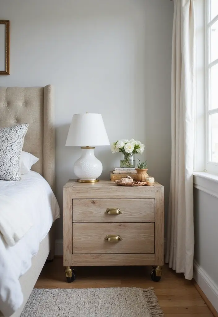 26 Small Bedroom Side Table Ideas That Feel Smart & Stylish - 15. Nightstands on Wheels