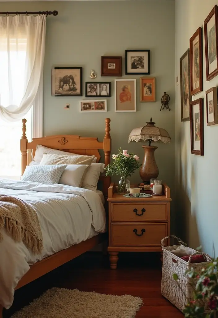 26 Small Bedroom Side Table Ideas That Feel Smart & Stylish - 22. Vintage Finds and Thrifted Nightstands