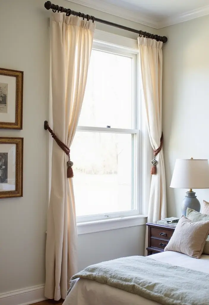 27 Bedroom Curtain Ideas Master Modern That Add Elegance and Privacy - 14. Curtain Tie-Backs for Charm