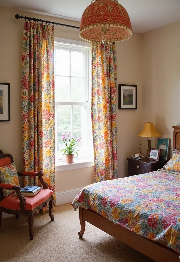 27 Bedroom Curtain Ideas Master Modern That Add Elegance and Privacy - 7. Eclectic Prints for a Unique Style