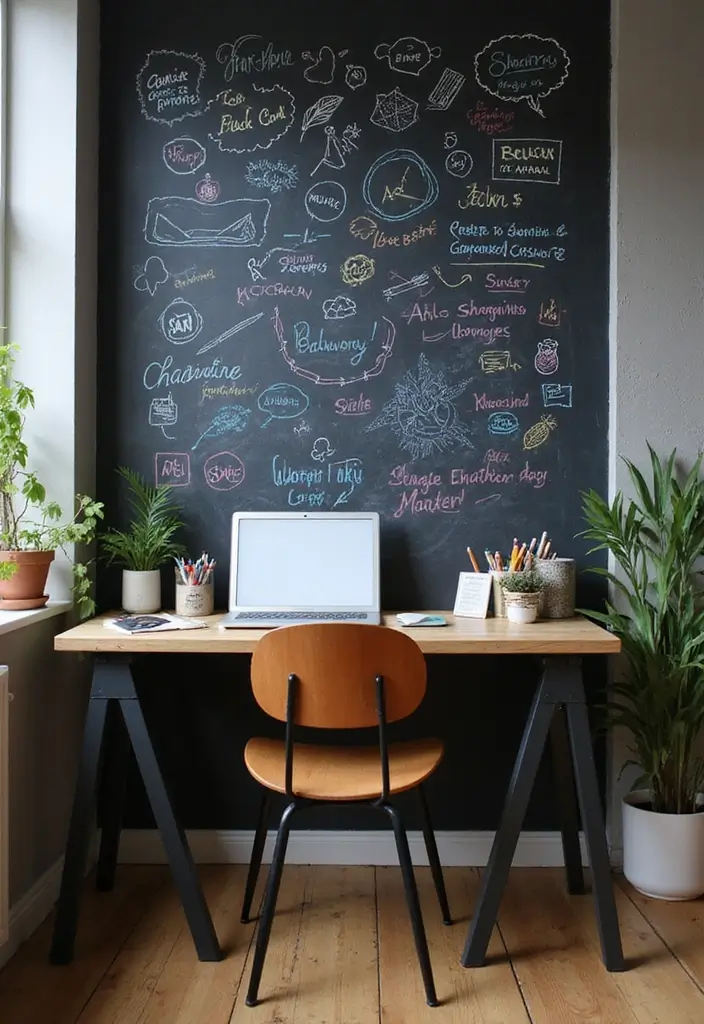 27 Corner Study Table Ideas Bedroom That Save Space Smartly - 18. Corner Desk with Chalkboard Wall
