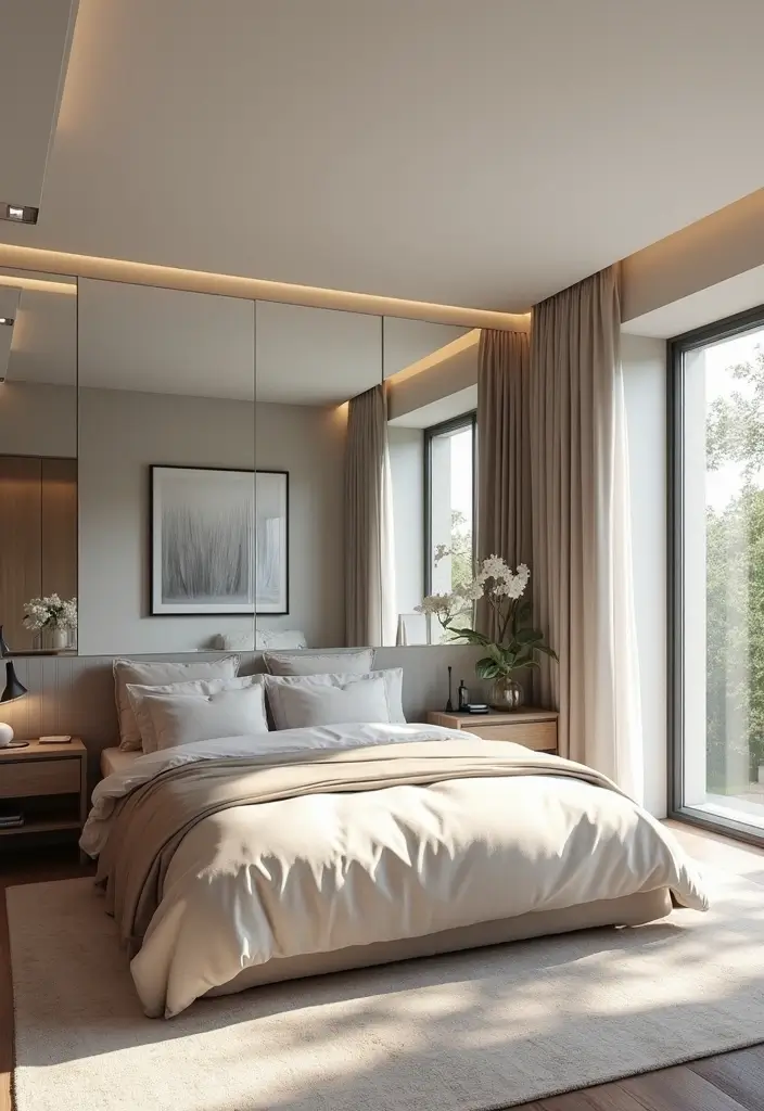 27 Main Bedroom Ideas Modern That Feel Spacious and Sleek - 7. Mirrors for Depth