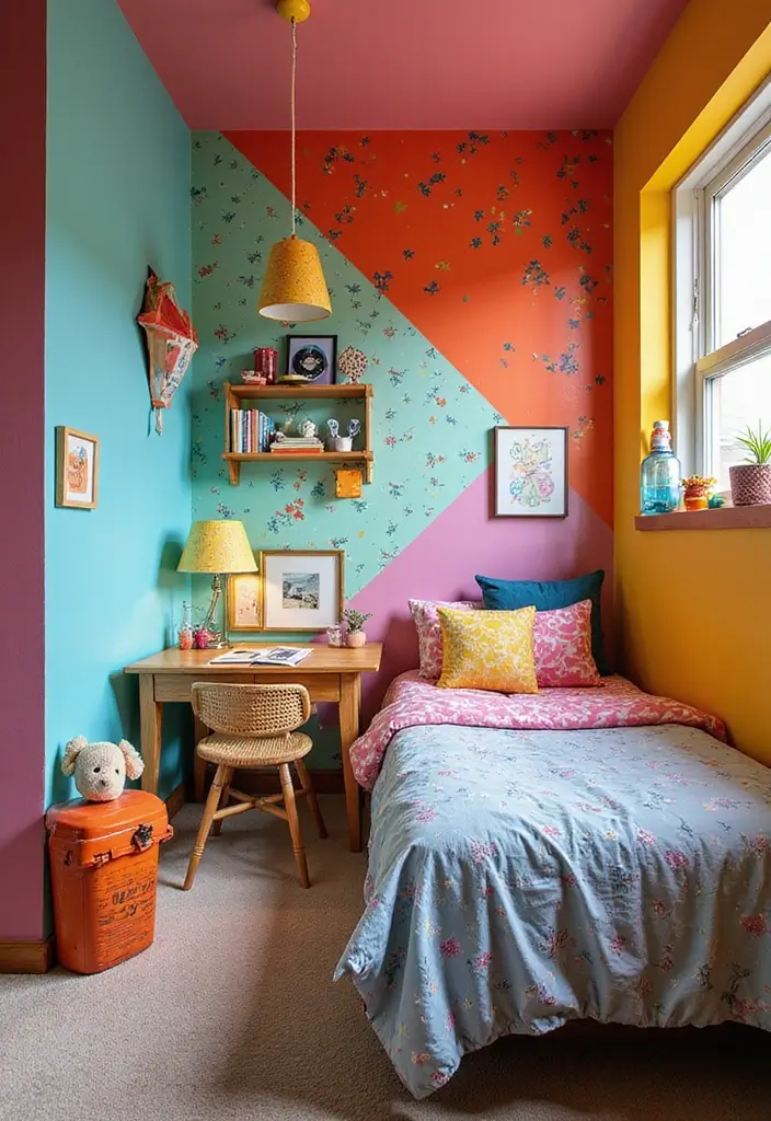 27 Teen Loft Bedroom Ideas That Are Modern and Multi-Functional - 15. Colorful Wall Accents