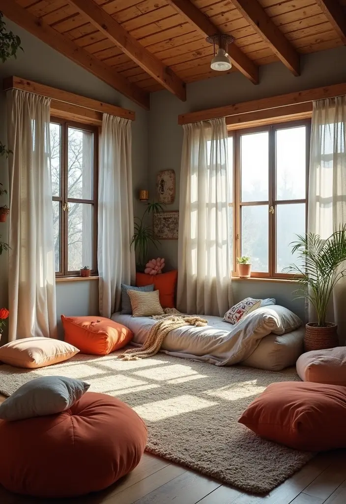 27 Teen Loft Bedroom Ideas That Are Modern and Multi-Functional - 20. Cozy Floor Seating