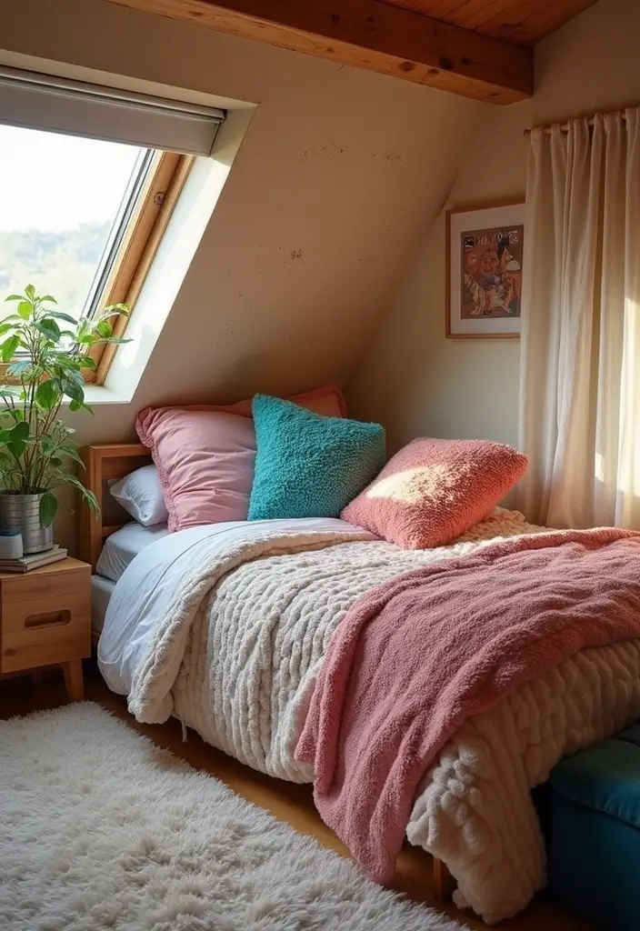 27 Teen Loft Bedroom Ideas That Are Modern and Multi-Functional - 4. Layered Textures for Coziness