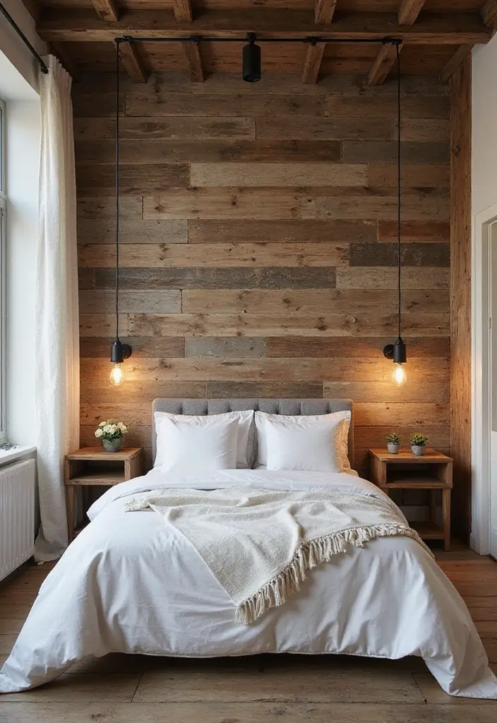 28 Rustic Brown Bedroom Ideas That Bring Natural Warmth - 26. Vintage Accent Walls