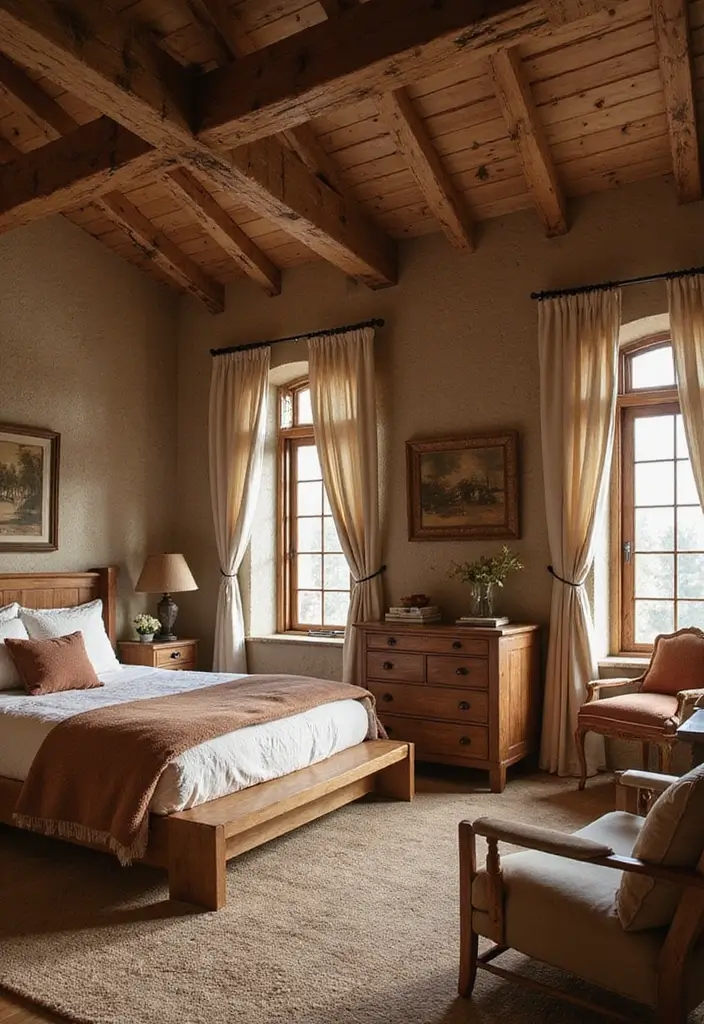 28 Rustic Brown Bedroom Ideas That Bring Natural Warmth - 7. Natural Wood Accents