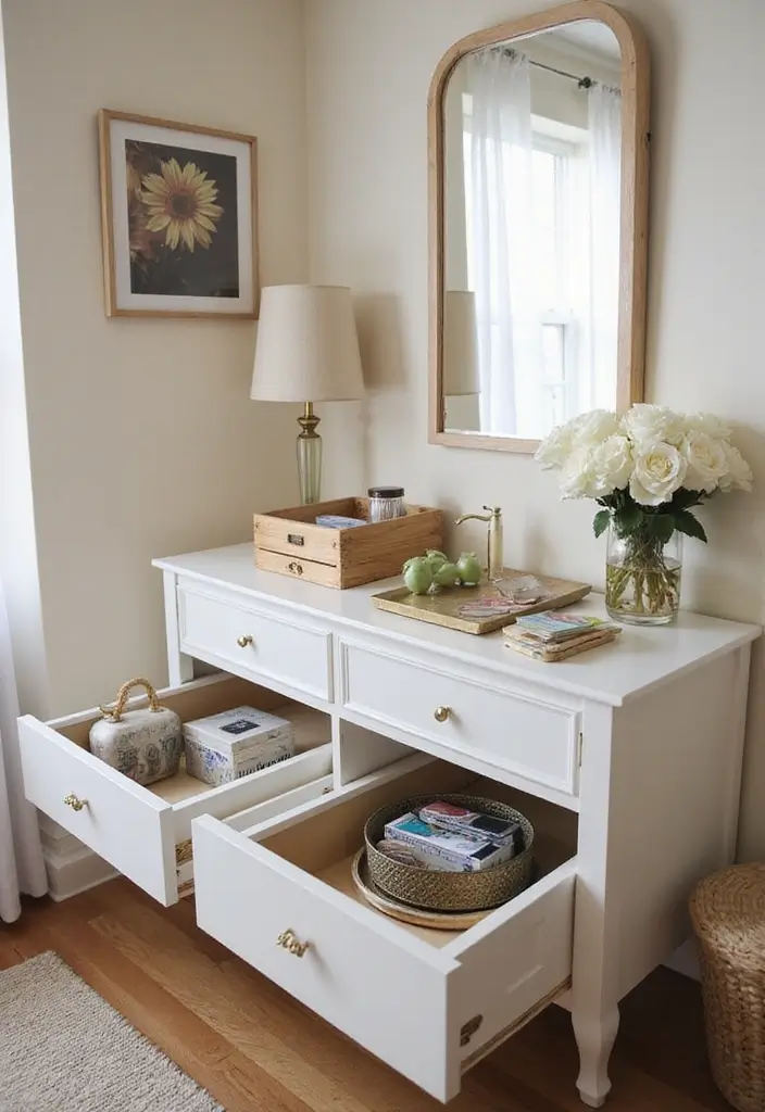 28 Vanity Ideas Bedroom Modern Luxury That Feel High-End & Sleek - 11. Compact Storage Solutions