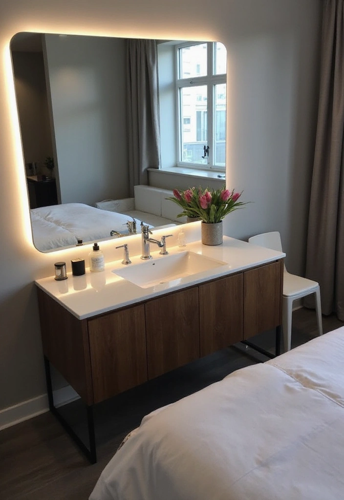 28 Vanity Ideas Bedroom Modern Luxury That Feel High-End & Sleek - 13. Smart Technology Integration