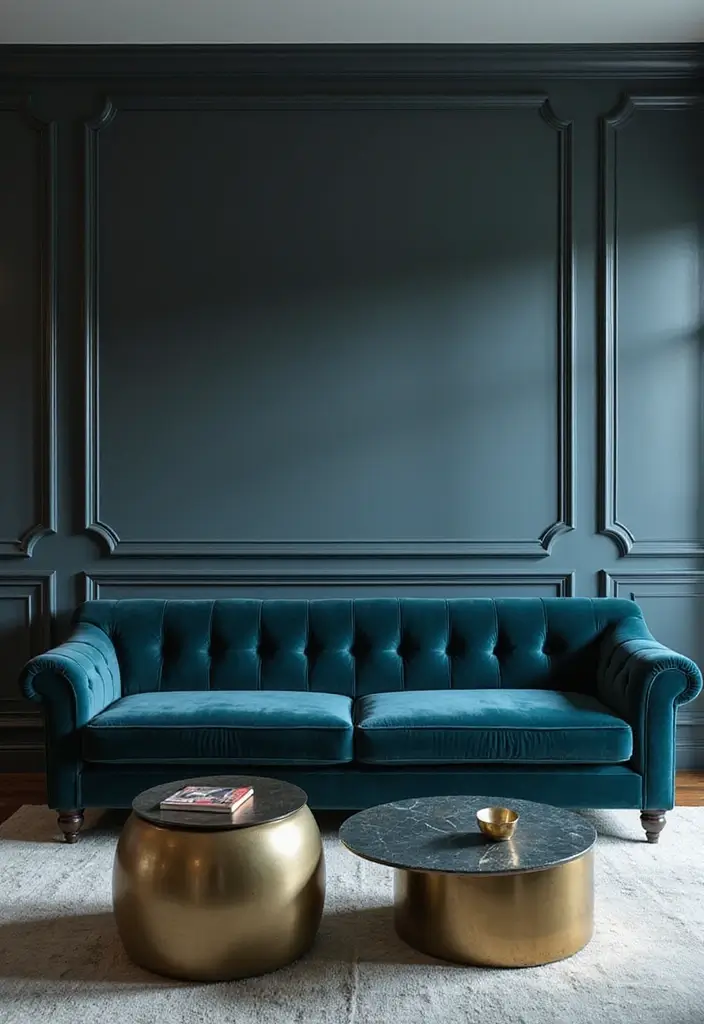 29 Bedroom Sofa Ideas for Small Spaces That Double as Decor - 12. Sophisticated Velvet Sofa