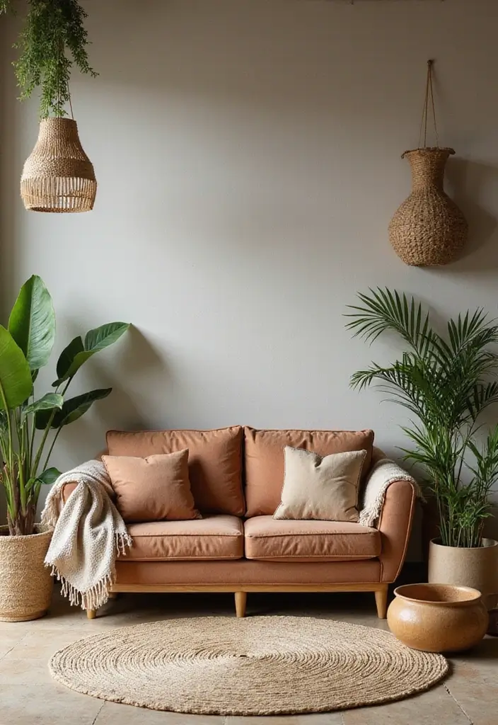 29 Bedroom Sofa Ideas for Small Spaces That Double as Decor - 19. Nature-Inspired Sofa