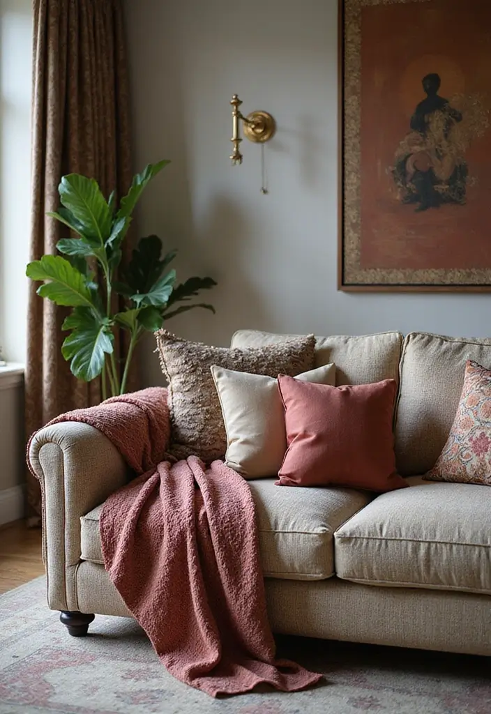 29 Bedroom Sofa Ideas for Small Spaces That Double as Decor - 21. Stylish Upholstered Sofa