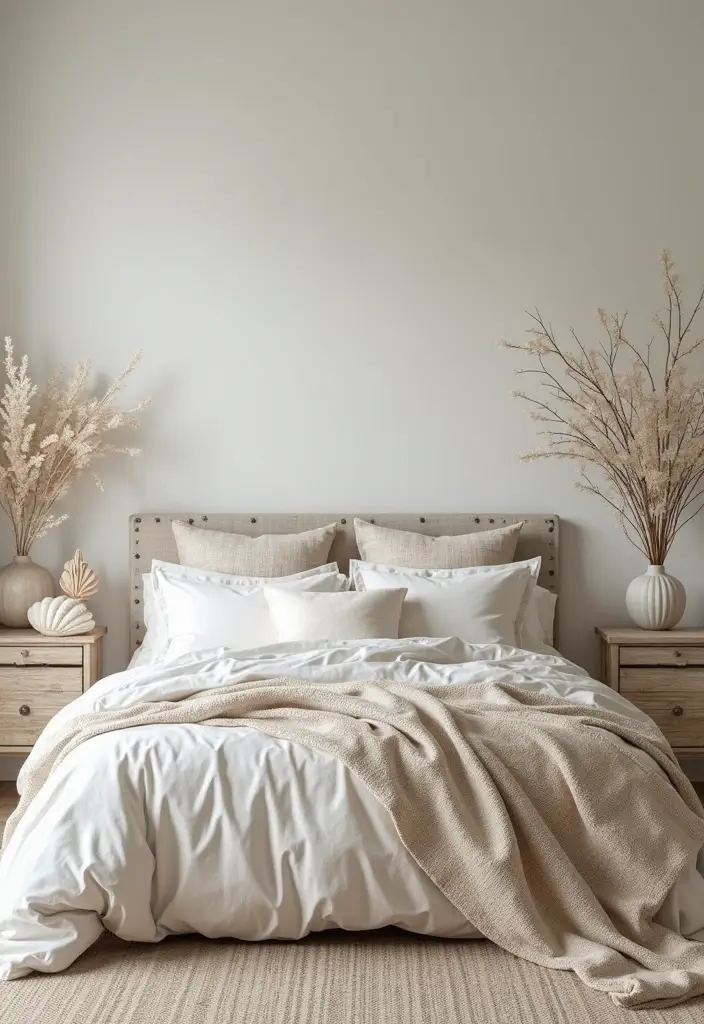 29 Modern Coastal Bedroom Ideas That Bring Beach Vibes Home - 19. Shell and Coral Decor