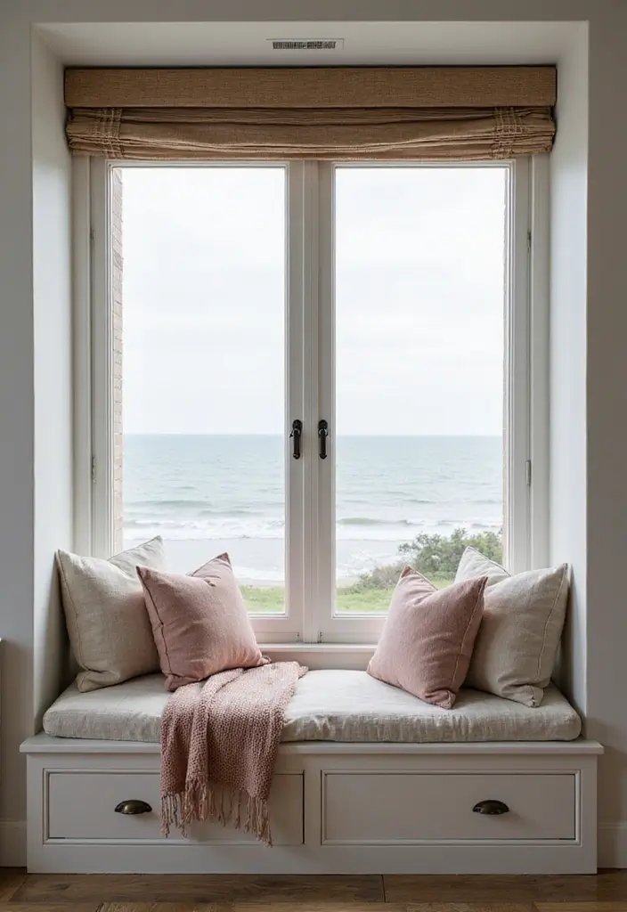 29 Modern Coastal Bedroom Ideas That Bring Beach Vibes Home - 20. Window Seats with Views