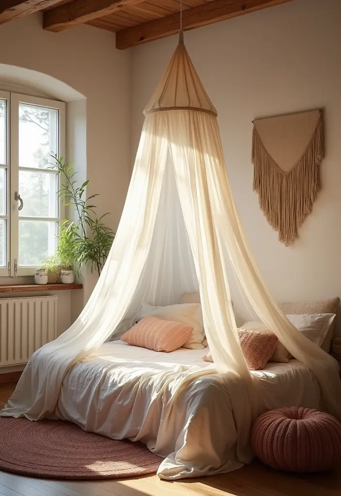 30 Bedroom Headboard Wall Ideas That Make a Bold Statement - 24. Floating Canopy