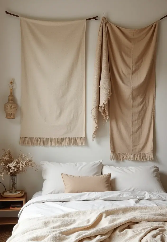 30 Beige Aesthetic Bedroom Ideas That Feel Calm & Minimalist - 17. Wall Décor Beyond Paint