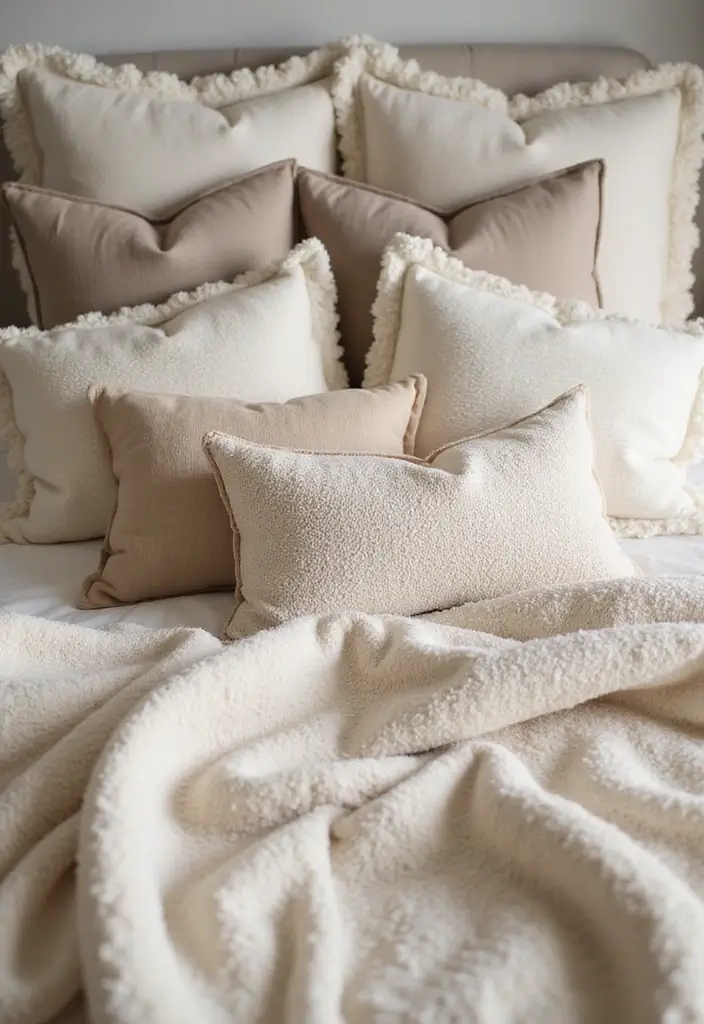 30 Beige Aesthetic Bedroom Ideas That Feel Calm & Minimalist - 2. Cozy Layered Bedding