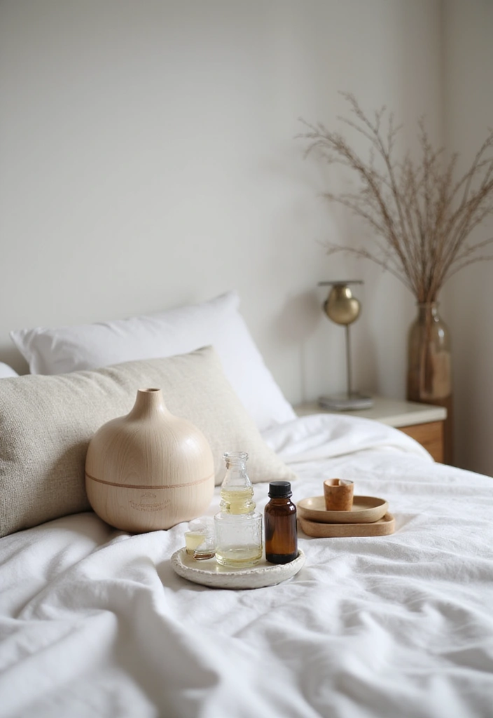 30 Beige Aesthetic Bedroom Ideas That Feel Calm & Minimalist - 21. Essential Oils for a Calming Atmosphere