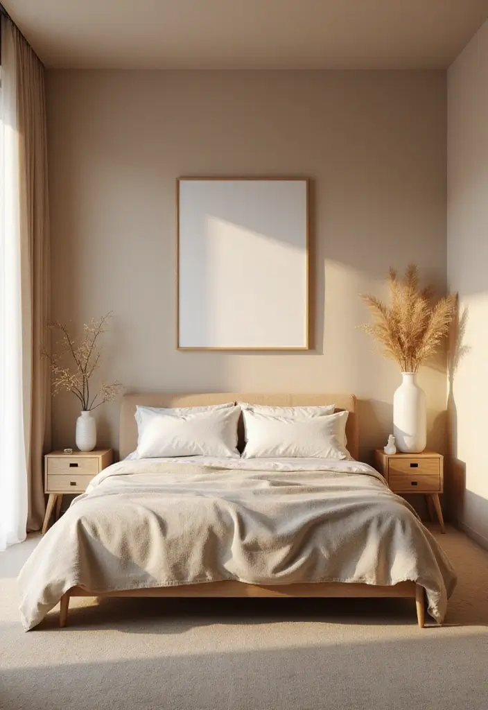 30 Brown Wall Bedroom Ideas That Bring Earthy Elegance - 5. Minimalist Brown Oasis