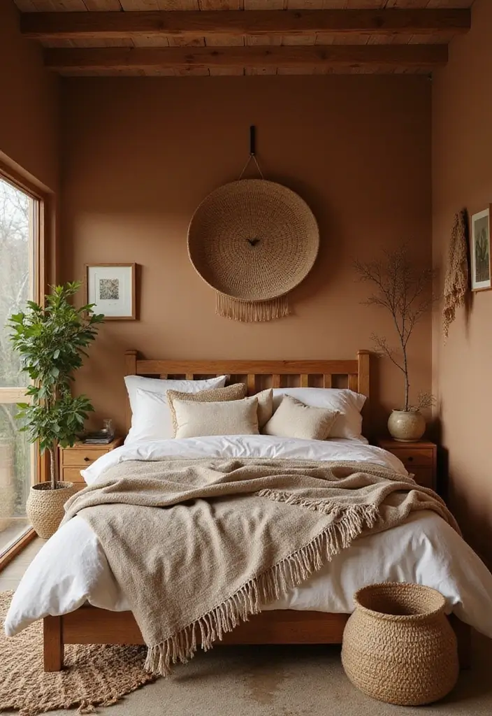 30 Brown Wall Bedroom Ideas That Bring Earthy Elegance - 7. Nature-Inspired Textures