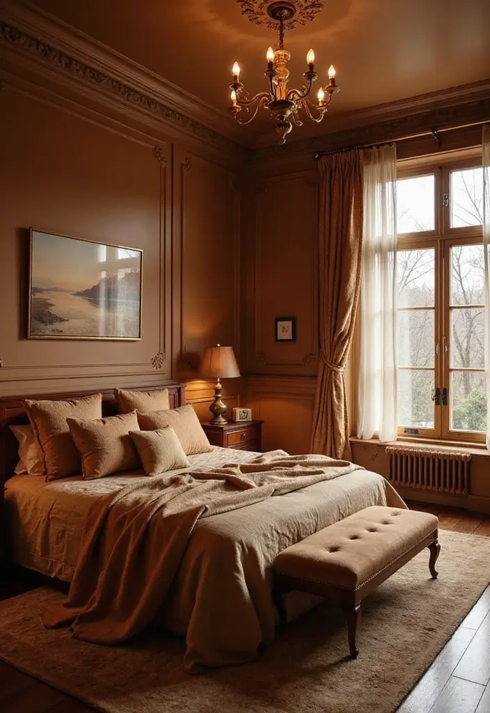30 Brown Wall Bedroom Ideas That Bring Earthy Elegance - 9. Ethereal Warm Brown