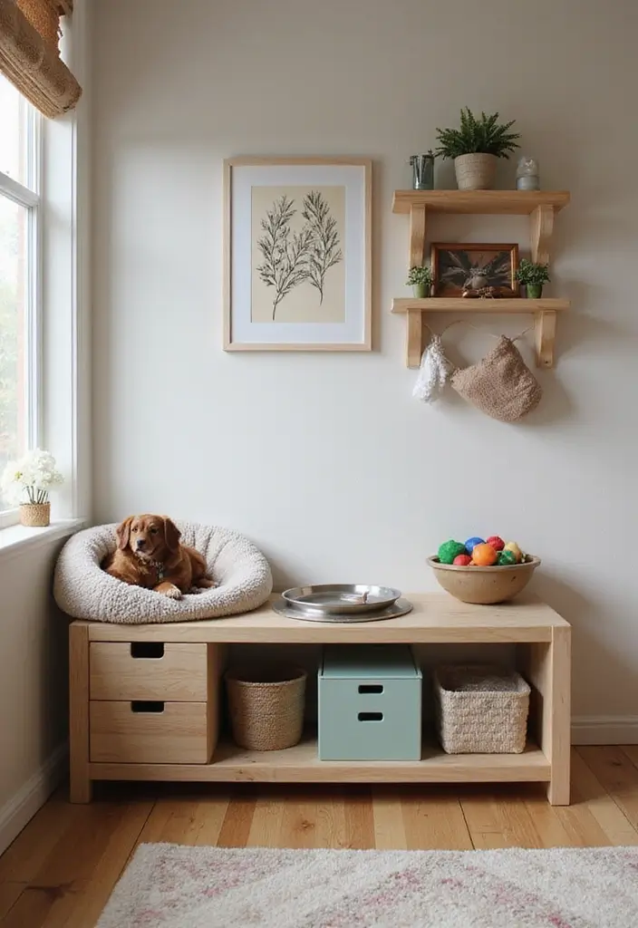 30 Corner of Bedroom Ideas That Turn Dead Space Into Magic - 12. Pet Corner Retreat