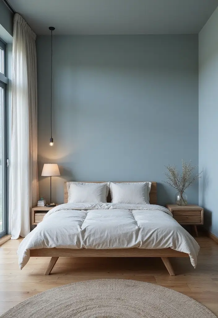 30 Dusty Blue Bedroom Ideas That Feel Calm & Sophisticated - 13. Dusty Blue and Wood Combinations