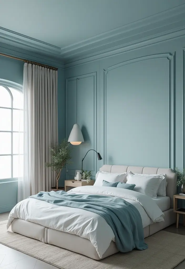 30 Dusty Blue Bedroom Ideas That Feel Calm & Sophisticated - 22. Dusty Blue Ceiling