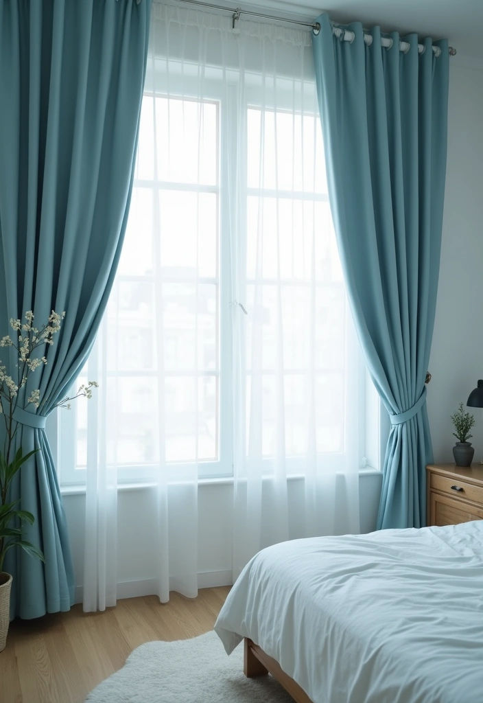 30 Dusty Blue Bedroom Ideas That Feel Calm & Sophisticated - 4. Dusty Blue Curtains