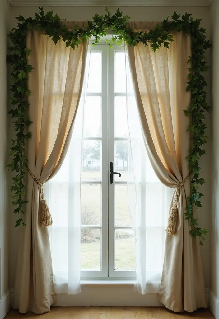 30 Fake Ivy Decor Bedroom Ideas That Bring Nature Inside - 28. Faux Ivy Curtain Tiebacks
