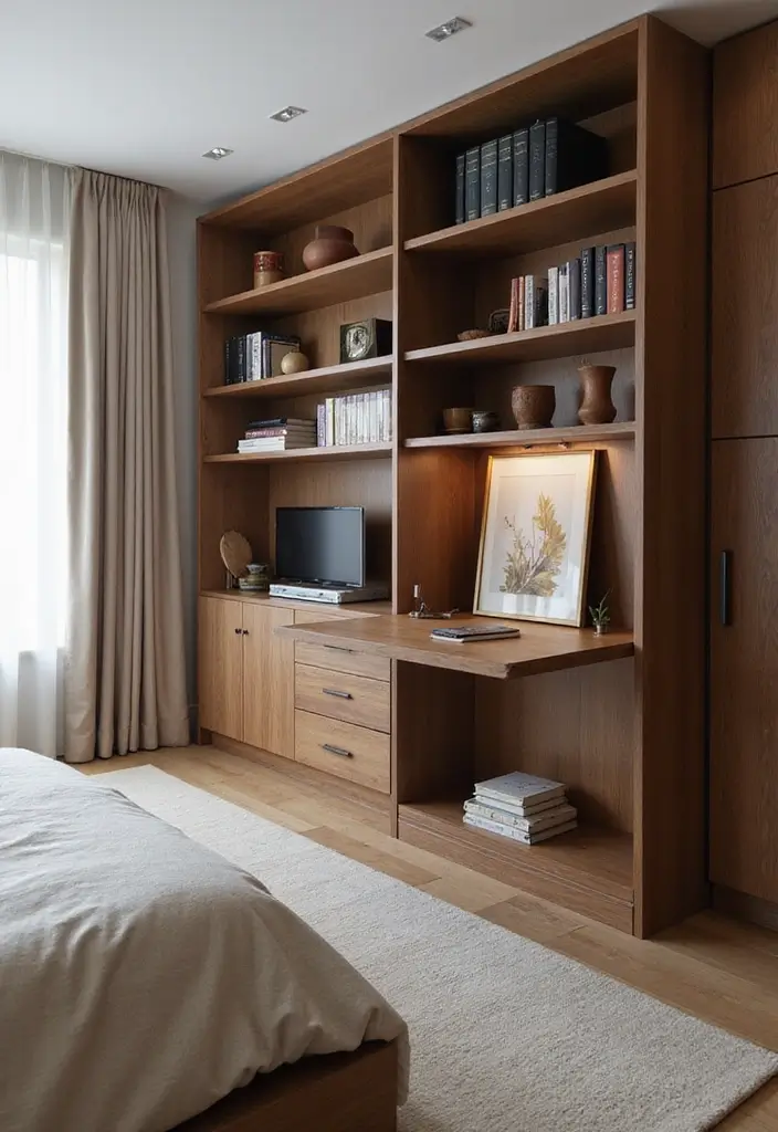 30 Folding Study Table Ideas Bedroom That Save Space Smartly - 17. Fold-Out Desk from Bookcase