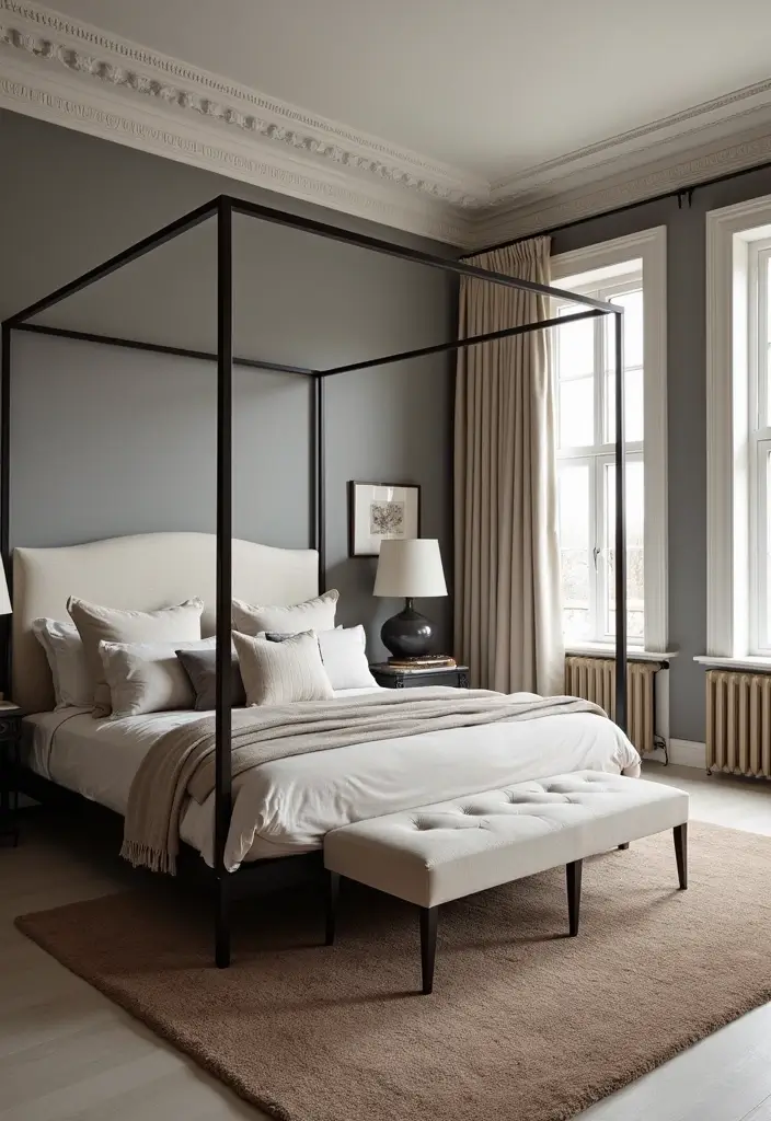 30 Four Poster Bedroom Ideas That Feel Regal & Dreamy - 12. Monochromatic Elegance