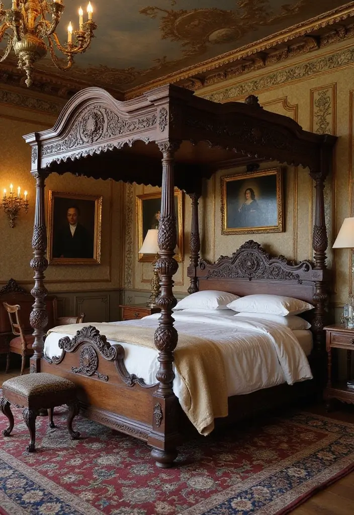 30 Four Poster Bedroom Ideas That Feel Regal & Dreamy - 4. Antique Charm
