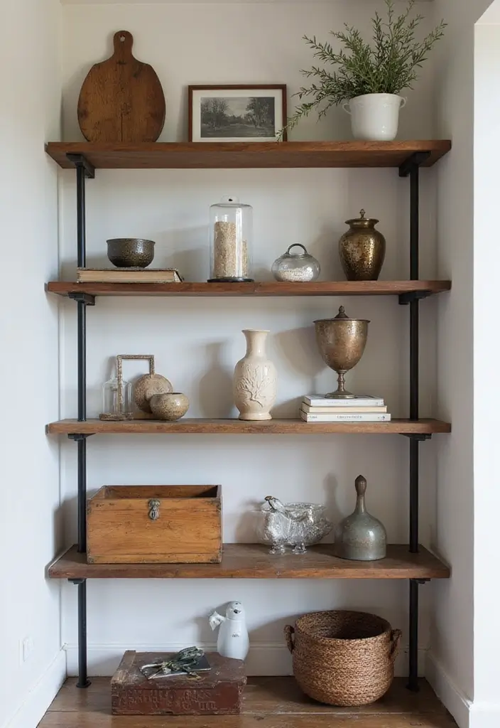 30 Modern Victorian Bedroom Ideas That Blend Old and New Perfectly - 19. Open Shelving with Antique Finds