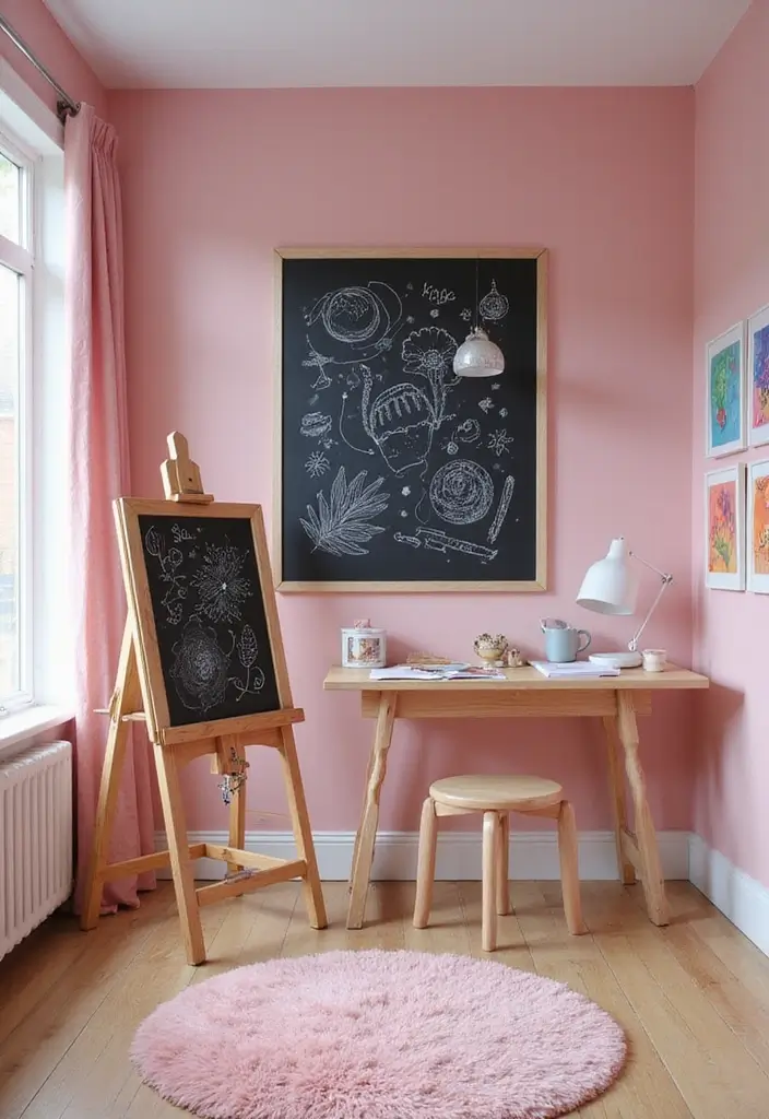 30 Pink Bedroom Ideas for Kids That Are Adorable and Playful - 12. Artistic Dream Studio