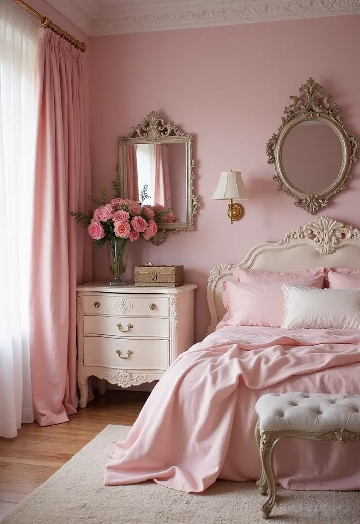 30 Pink Bedroom Ideas for Kids That Are Adorable and Playful - 13. Vintage Glamour
