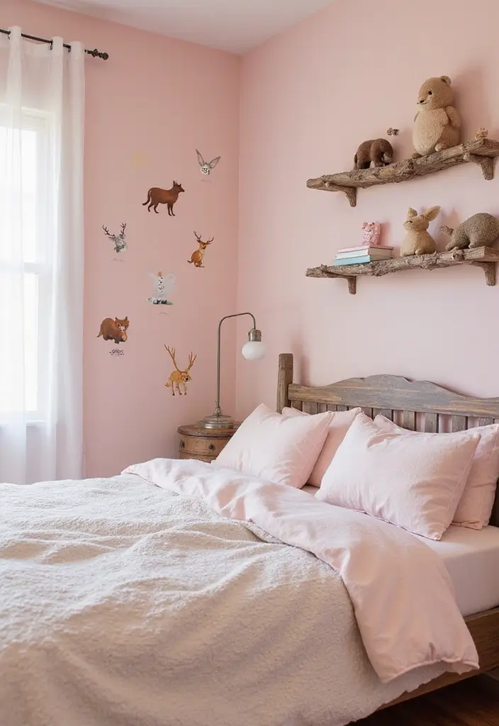 30 Pink Bedroom Ideas for Kids That Are Adorable and Playful - 6. Fairy-Tale Woodland Escape