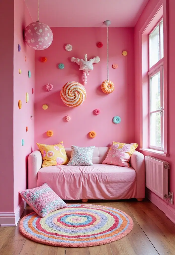 30 Pink Bedroom Ideas for Kids That Are Adorable and Playful - 8. Candyland Adventure