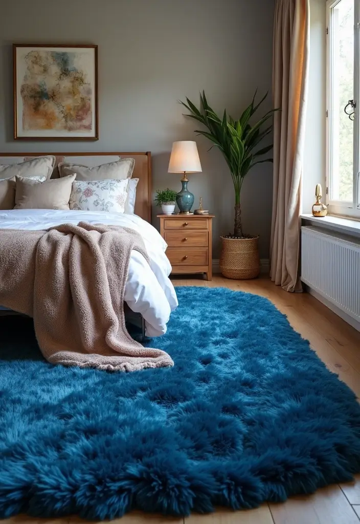 30 Royal Blue Room Ideas Bedroom That Feel Elegant & Relaxing - 13. Royal Blue Rugs