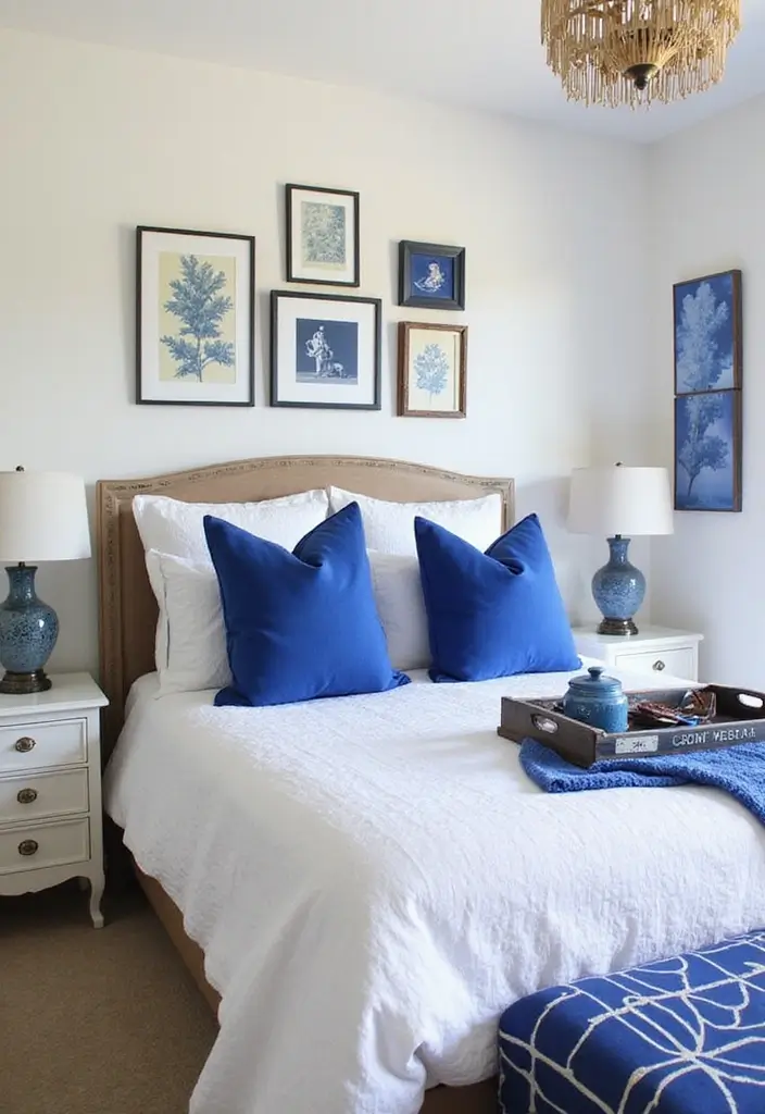 30 Royal Blue Room Ideas Bedroom That Feel Elegant & Relaxing - 18. Royal Blue Accent Pieces